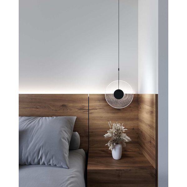 Meclisse Satin Black LED Pendant with Clear Glass, image 4