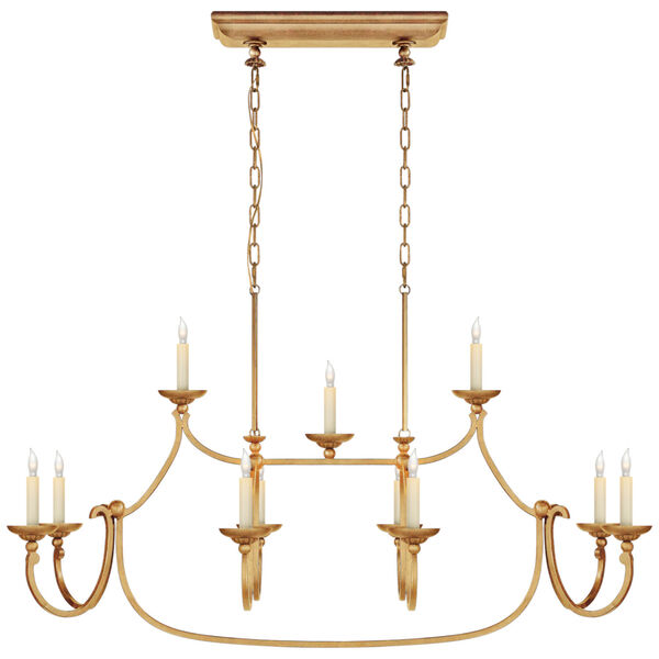 Flemish Large Linear Pendant in Gilded Iron by Chapman and Myers, image 1