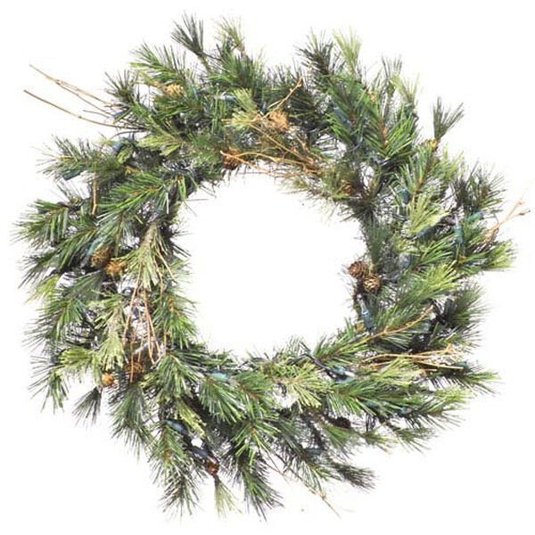 Green Mixed Country Pine Wreath 16-inch, image 1