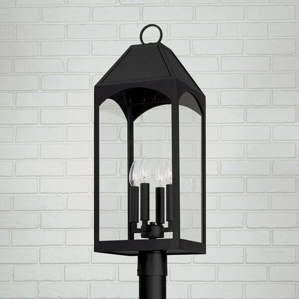 Burton Black Outdoor Four-Light Post Lantern with Clear Glass, image 4