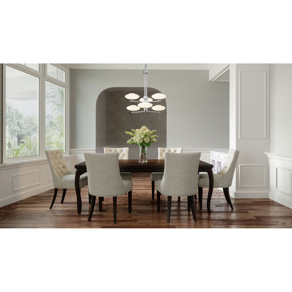 Chenal Polished Chrome and White Six-Light Chandelier, image 2