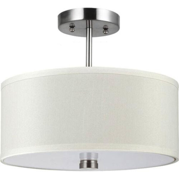Lyndale Brushed Nickel Two-Light Convertible Semi-Flush Mount with Faux Silk Shade, image 3