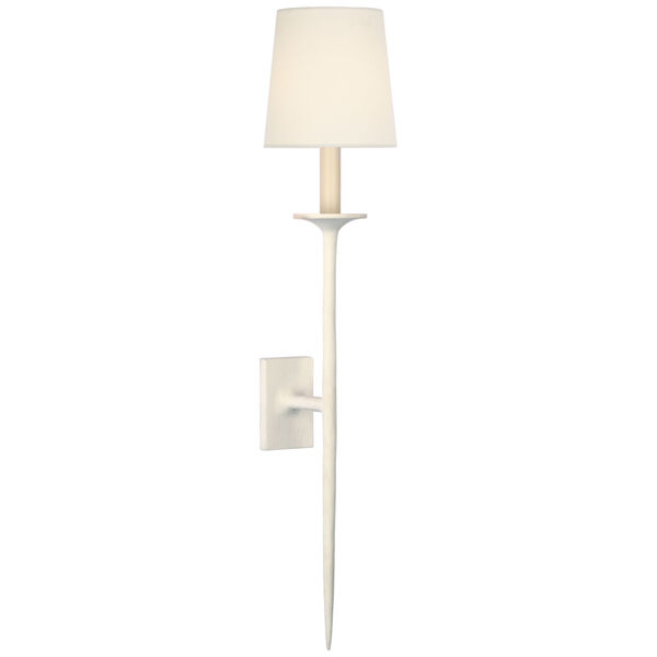 Catina Large Tail Sconce in Plaster White with Linen Shade by Julie Neill, image 1