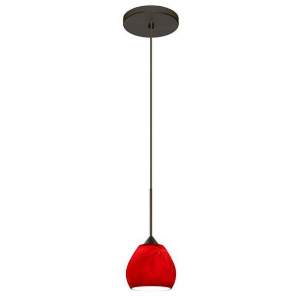 Tay Tay Bronze LED Mini Pendant with Flat Canopy and Magma Glass, image 4