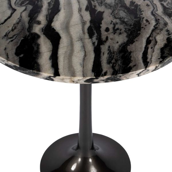 Paxton Gray Black White Round Marble Accent Table, image 4