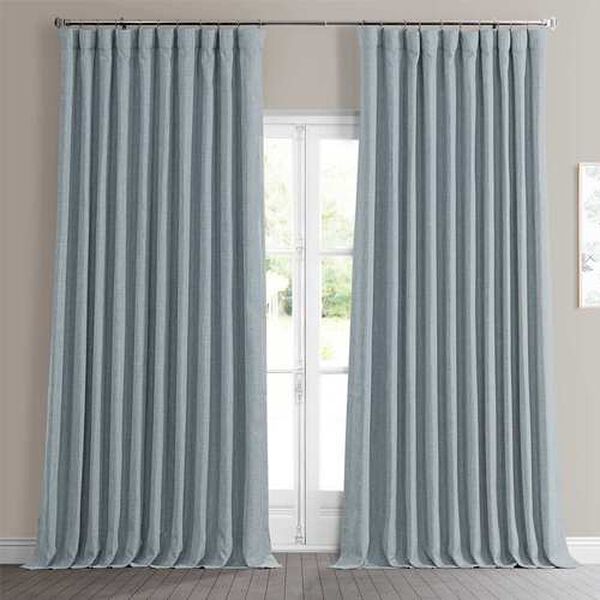 Heather Grey Faux Linen Extra Wide Blackout Single Panel Curtain 100 x 120, image 1