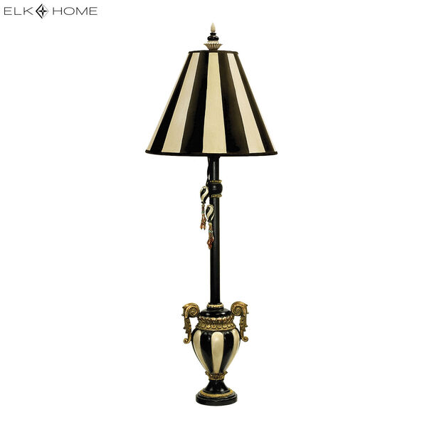 Carnival Stripe Black and Antique White One Light Table Lamp, image 3