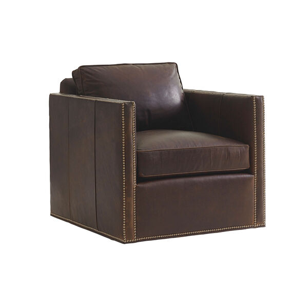 Shadow Play Brown Hinsdale Leather Swivel Chair, image 1