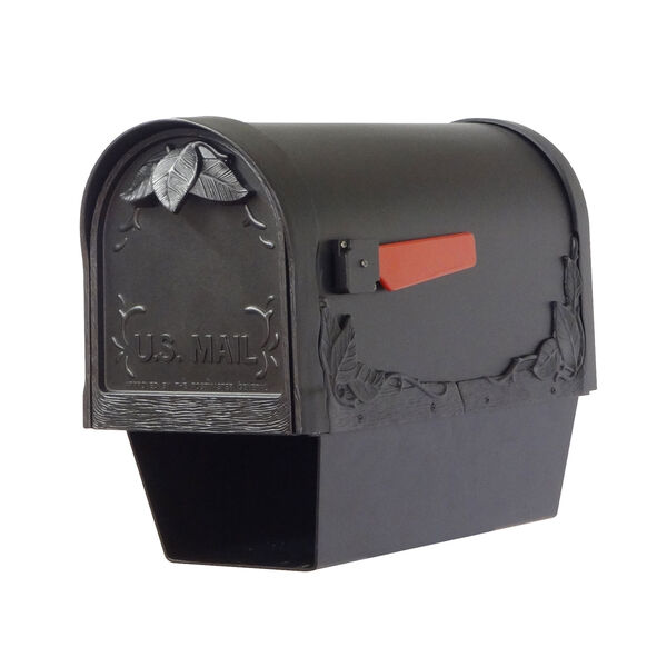 Floral Curbside Mailbox with Newspaper Tube and Albion Mailbox Post in Black, image 4