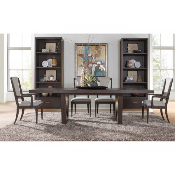 Signature Designs Rich Brown and Brass Verbatim Rectangle Dining Table, image 3