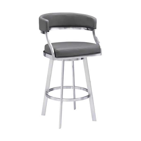 Saturn Gray and Stainless Steel 30-Inch Bar Stool, image 1