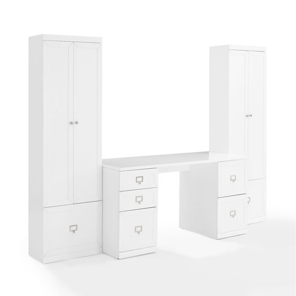 Harper White Three-Piece File Cabinet Desk Set, image 1
