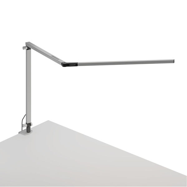 Z-Bar Silver Warm Light LED Desk Lamp with One-Piece Desk Clamp, image 1