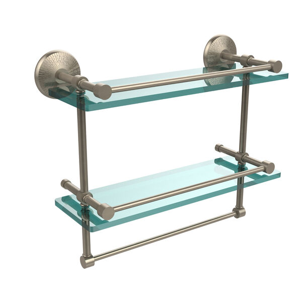 Allied Brass Monte Carlo Collection 16 Inch Gallery Double Glass Shelf with  Towel Bar, Antique Pewter MC-2TB/16-GAL-PEW | Bellacor