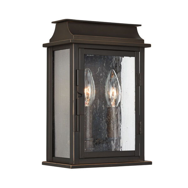 Bolton Oiled Bronze Two-Light Outdoor Wall Mount with Antiqued Glass, image 4