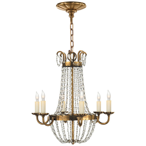 Petite Paris Flea Market Chandelier in Antique-Burnished Brass and Seeded Glass by Chapman and Myers, image 1
