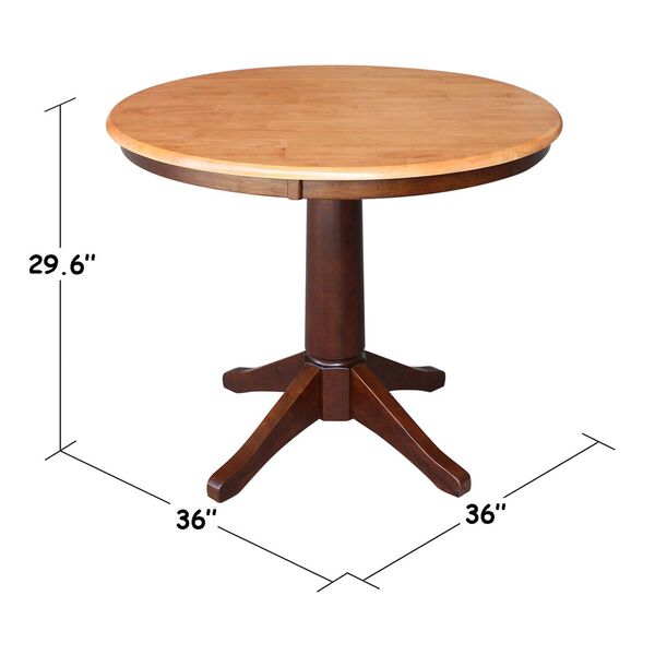 Cinnamon and Espresso 36-Inch Round Top Pedestal Dining Table, image 5