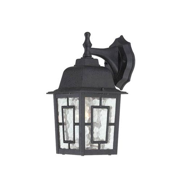 Banyon Textured Black Finish One Light Outdoor Wall Sconce with Clear Water Glass, image 1