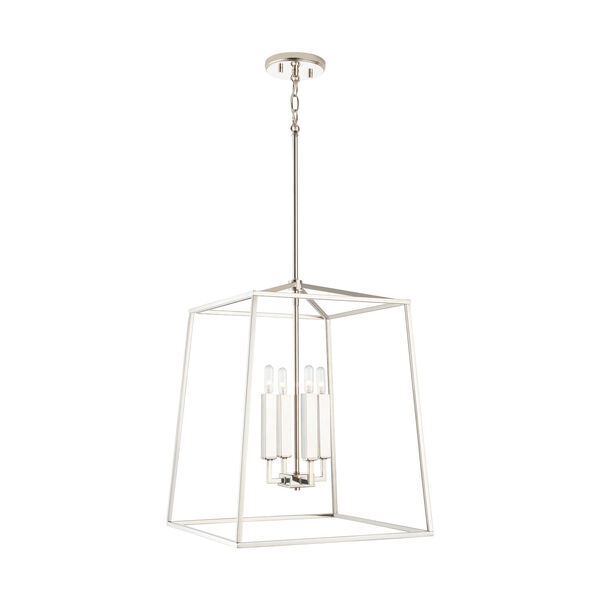 Thea Polished Nickel 71-Inch Four-Light Foyer Pendant, image 4