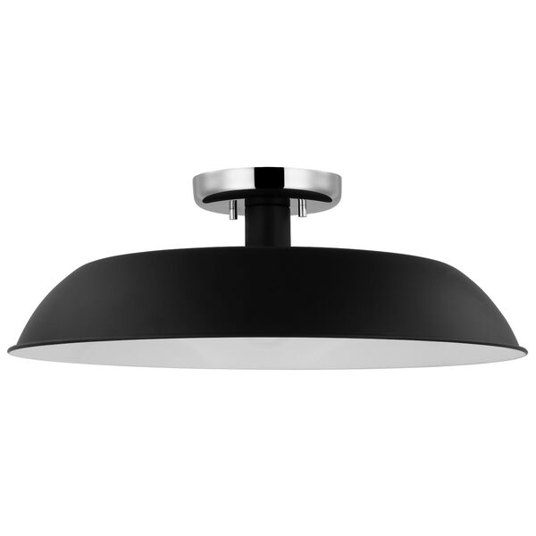 Colony Matte Black and Polished Nickel One-Light Semi Flush Mount, image 1