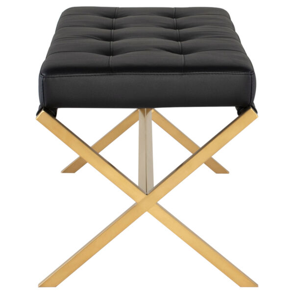 Auguste Matte Black and Gold Bench, image 3