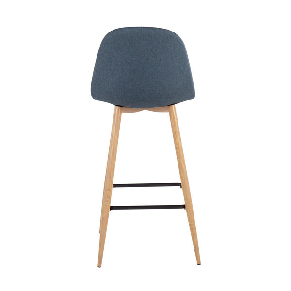 Pebble Natural and Blue Upholstered Bar Stool, Set of 2, image 4