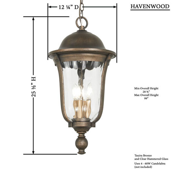 Havenwood Tavira Bronze and Alder Silver Four-Light Pendant, image 2
