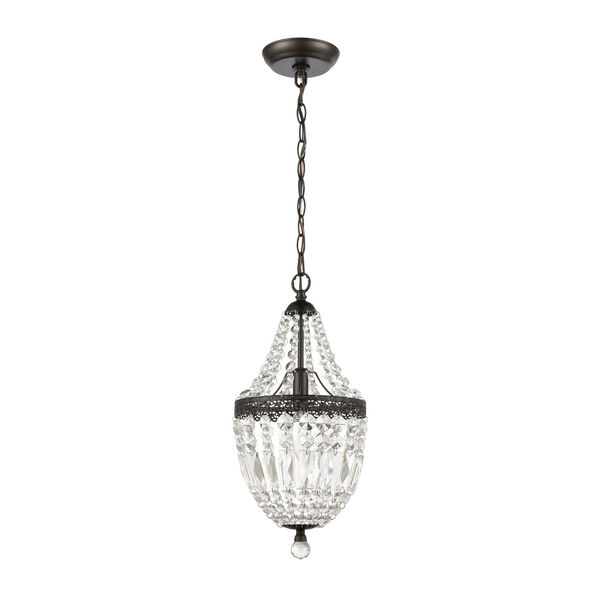 Dark Bronze and Clear Crystal 18-Inch One Light Mini Chandelier, image 3