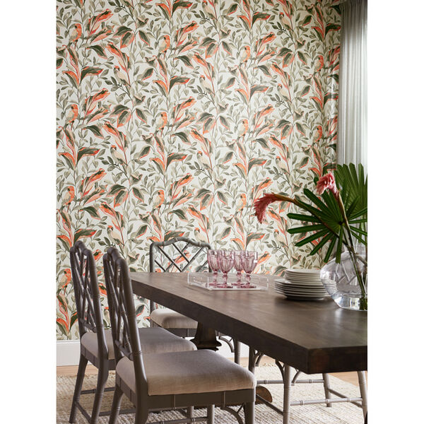 Tropics Gray Tropical Love Birds Pre Pasted Wallpaper - SAMPLE SWATCH ONLY, image 6