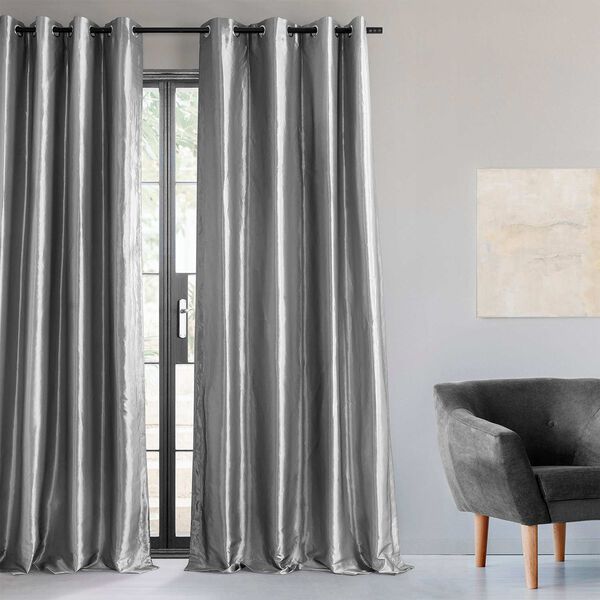 Platinum Grommet Blackout Faux Silk Taffeta Single Panel Curtain 50 x 96, image 2
