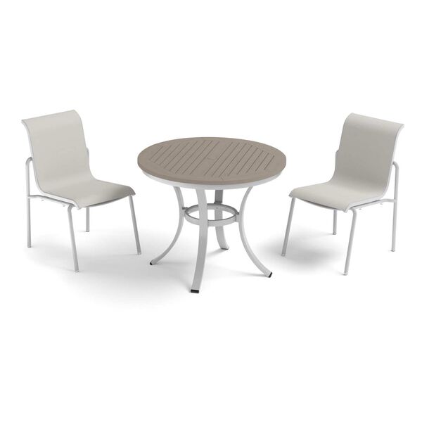 Orso and Travira Gray Three-Piece Cafe Bistro Table and Side Chairs Set, image 1