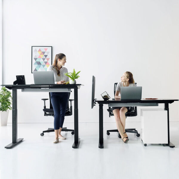 Autonomous Black Frame Black Matte Top Premium Adjustable Height Sit to Stand Desk, image 2