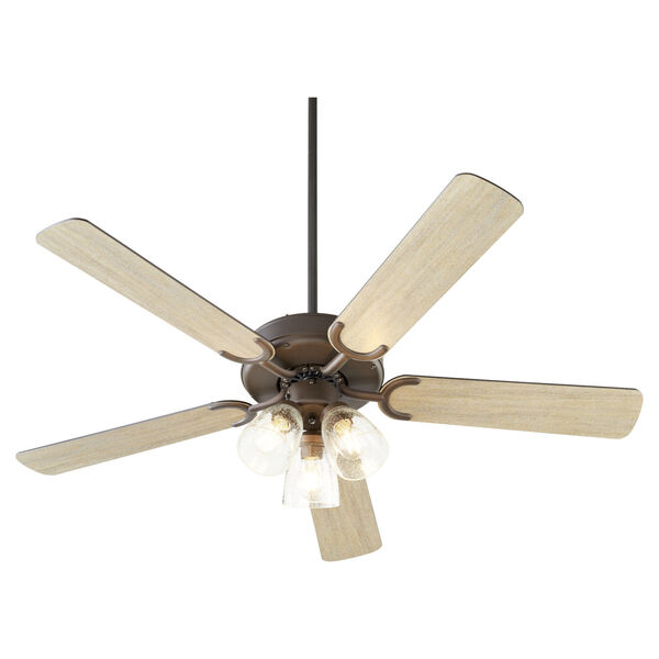 Virtue Oil Bronze Three-Light 52-Inch Ceiling Fan with Clear Seeded Glass, image 3