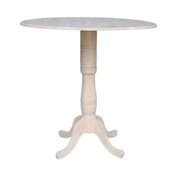 Gray and Beige 42-Inch High Round Pedestal Bar Height Table with San Remo Stools, 3-Piece, image 2