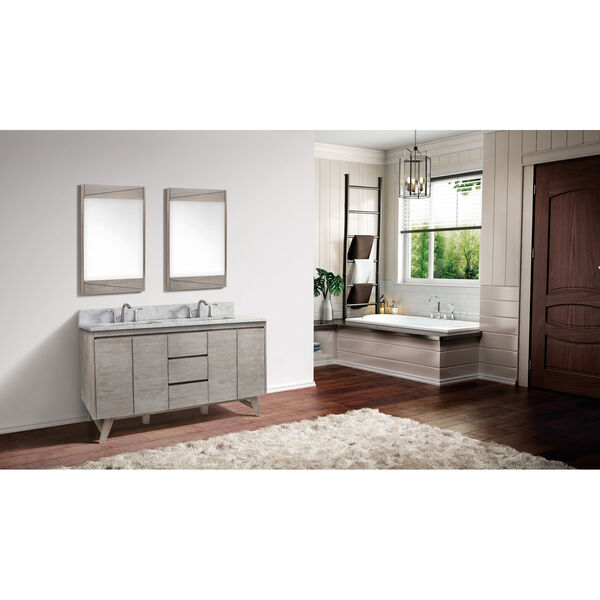 Coventry 61 inch Vanity in Gray Teak with Carrara White Top, image 3