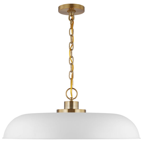Colony Matte White and Burnished Brass 24-Inch One-Light Pendant, image 2