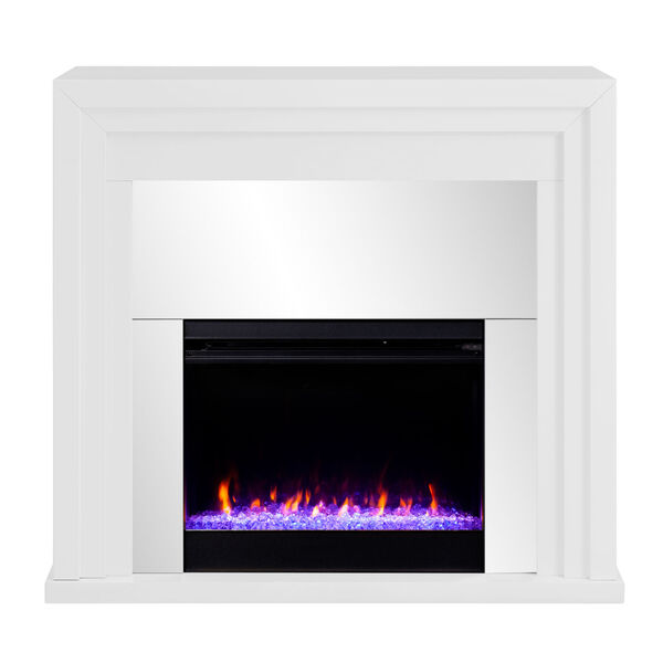 Stadderly White Mirrored Color Changing Electric Fireplace, image 2