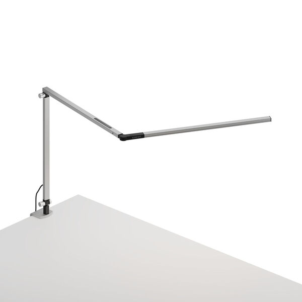 Z-Bar Silver Warm Light LED Slim Desk Lamp with One-Piece Desk Clamp, image 1