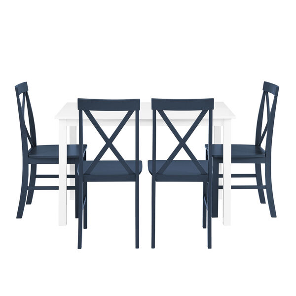 White and Navy Dining Set, Five Piece, image 5