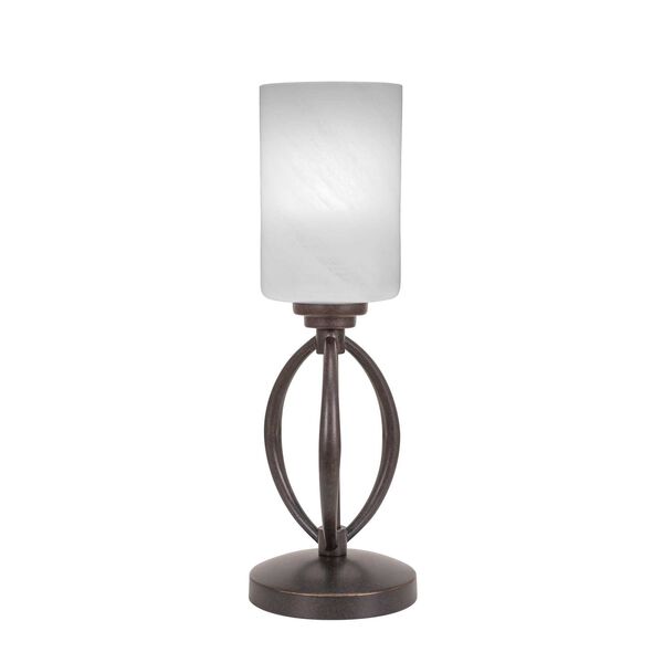 Marquise Dark Granite One-Light Table Lamp with White Cylinder Marble Glass, image 1