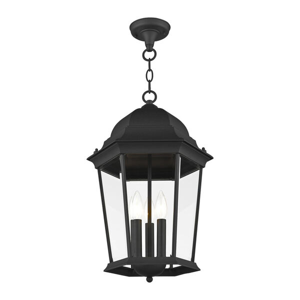 Hamilton Textured Black 13-Inch Three-Light Outdoor Pendant Lantern, image 4