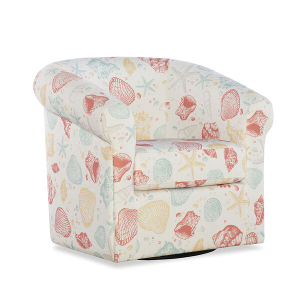 Maverick White and Pink Swivel Seashell Club Chair, image 1