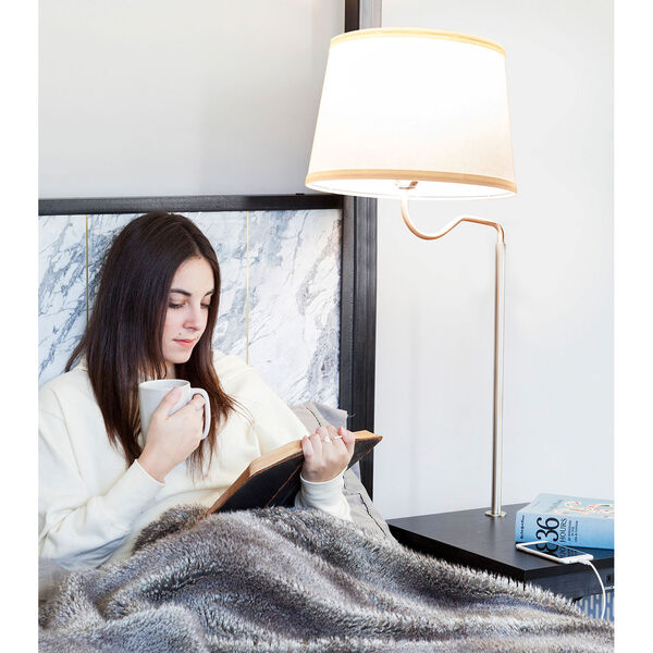Madison Black LED Floor Lamp with White Shade, image 2