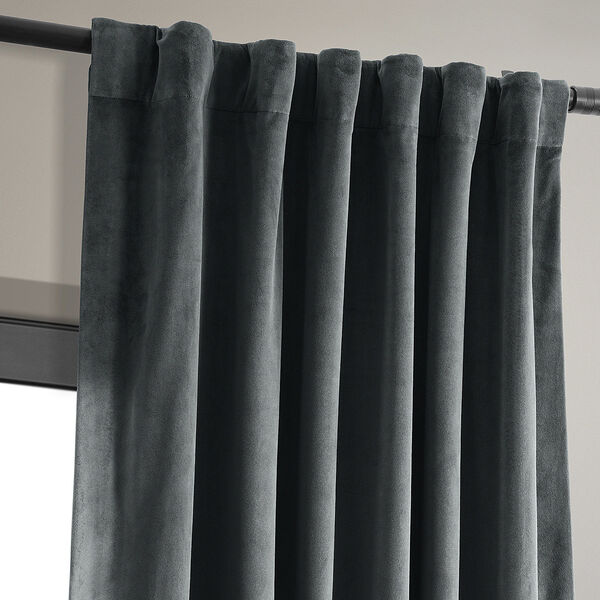 Natural Grey Blackout Velvet Pole Pocket Single Panel Curtain 50 x 84, image 12