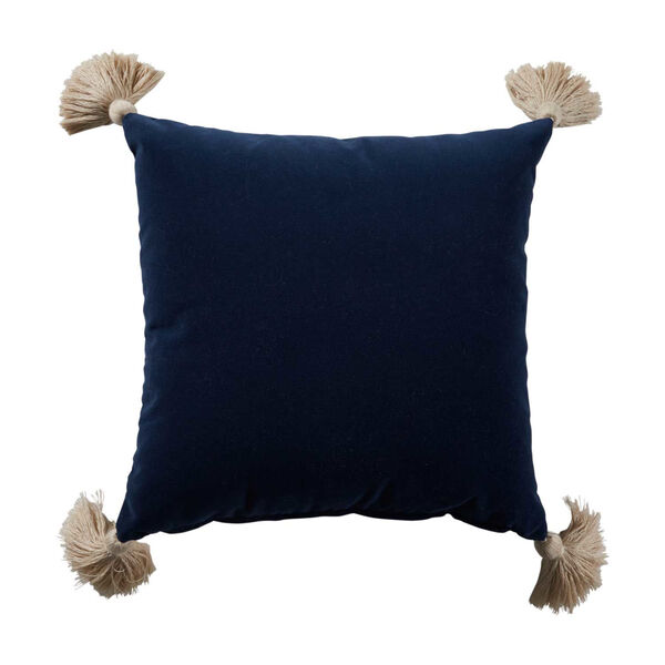 Navy Velvet and Almond 24 x 24 Inch Pillow With Tassel, image 1