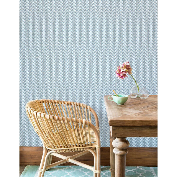 Small Prints Resource Library Blue Two-Inch Wicker Weave Wallpaper - SAMPLE SWATCH ONLY, image 2