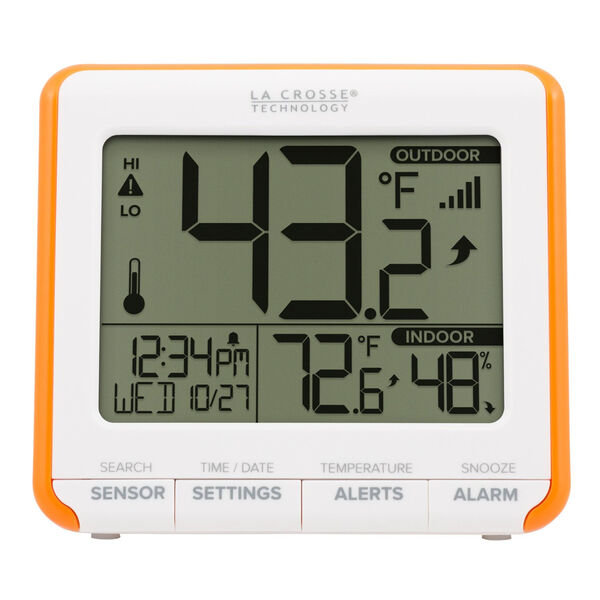 White Weather Station with Indoor/Outdoor Time and Temperature Alarm, image 1