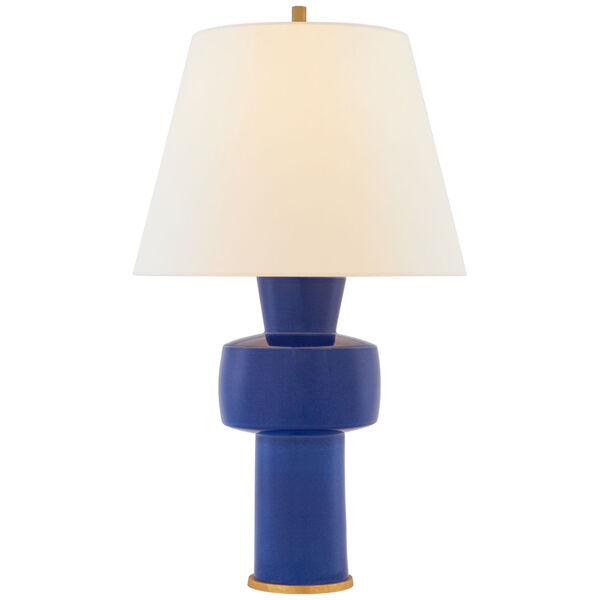 Eerdmans Medium Table Lamp in Flowing Blue with Linen Shade by Christopher Spitzmiller, image 1