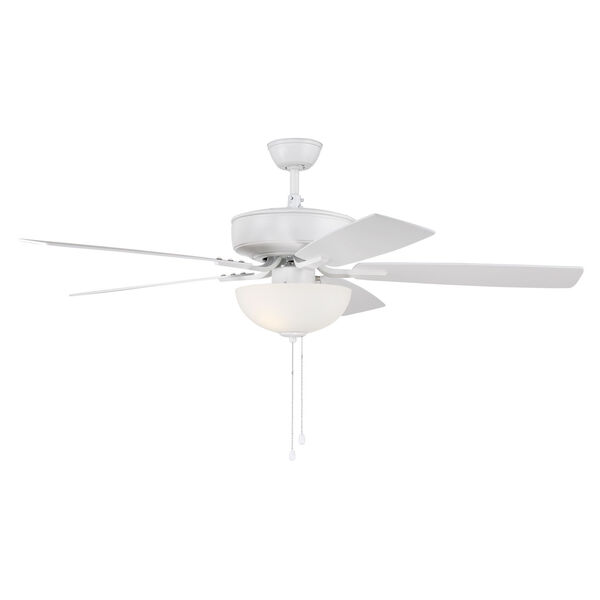 Pro Plus White 52-Inch Two-Light Ceiling Fan with White Frost Bowl Shade, image 3