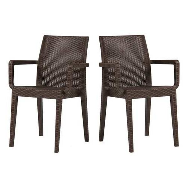 Siena Brown Outdoor Stackable Armchair, Set of Four, image 1
